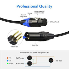 1 XLR Male to 2 XLR Female Splitter Cable, 1 Male to 2 Female XLR Y Shape Cable Audio Cable Adapter for Mixer 1 M to 2F