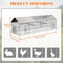 Poulailler extérieur en acier, 130x40x40 pouces, avec housse imperméable et verrouillage sécurisé