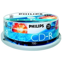 CD-R PHILIPS 700 Mo 52x en Cakebox de 25 pcs - Capacidad 700 Mo - Duración 80 min
