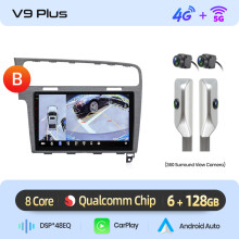 Junsun Autoradio V9 Plus, 6GB RAM, 128GB Speicher, 360 Kamera, kabelloses CarPlay und Android Auto, weiß