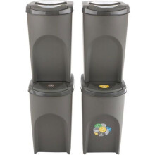 Ensemble de Poubelles Tri des dechets Sortibox 4x35L gris