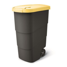 Afvalbak met wielen en deksel Keden Wheeler 90L universeel van plastic (geel)