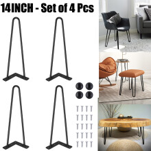 Lot de 4 Pieds de Table en Acier Noir 35 cm, Style Industriel Moderne, 2 Tiges 10 mm avec Vis