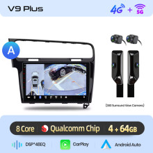 Junsun V9 Plus Autoradio, 4GB 64GB, 360 Kamera, kabelloses CarPlay und Android Auto, für VW Golf 7