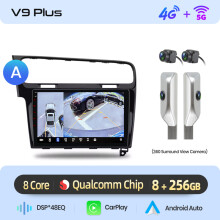 Junsun V9 Plus Autoradio, 8-Kern, 8GB RAM 256GB Speicher, 360 Kamera, kabelloses CarPlay & Android Auto, weiß