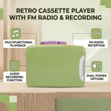 Retro Cassette Player Portable Music Player with FM Broadcast Recorder Cassette Player Gift with Headphone
