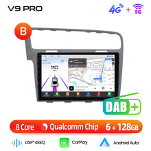Junsun Autoradio V9 Pro (6GB 128GB), kabelloses CarPlay und Android Auto, 4G LTE, GPS-Navigation, für VW Golf 7