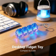 Porte-Clés Clavier LED - Jouet Anti-Stress Lumineux - Clavier Mécanique à 4 Touches - Jouet Anti-Stress B