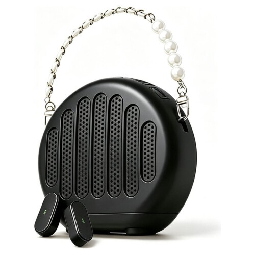 Wireless Lavalier Microphone Portable Neck-Held Voice Amplifier  Speaker Handheld Mic for Teacher Black 1