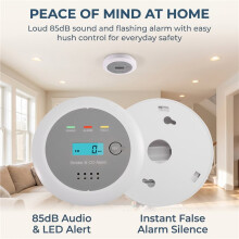 2-in-1-Rauch- und Kohlenmonoxidmelder mit LCD-Display, Hochempfindlichem Dualsensor für Küche und Haushalt, 85 DB Alarm