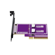 PCIe5.0 X16 Naar 2-Poorts OCuLink SFF-8612 Uitbreidingskaart Ondersteunt NVMe-Docks voor Grafische Kaarten voor Pc'S