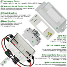 IP66-Solar-PV-Trennschalter 32 A 1000 V , mit Plug-And--Anschluss und Montagehaken für Photovoltaikanlagen im Außenbereich, Solarmodule und