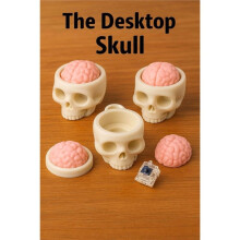 3D Printed Skull Brain Clicker Keychain Skull Button Fidget Clicker Mechanical Keyboard Bag Pendant Stress Relief Toy A