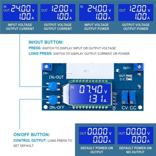 Step-Down - Converter CV CC Power Supply Module Voltage Regulator, 1.2V-32V Output 12A Adjustable 2