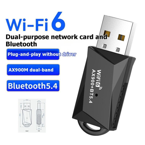 AX900 WiFi6  USB Wireless Network Adapter 2-in-1 USB Receiver Transmitter for Laptop Win 7 10 11 1