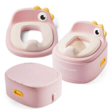 Vaso evolutivo rosa - Moby System - 3 em 1 - Assento removível - Redutor de vaso sanitário ajustável - Escada antiderrapante