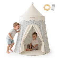 Spielzelt - MAMABRUM - Mamabrum - Salbeigrün und Vanille - Gepolsterter Teppich 113 cm - LED-Lichterkette 4 m