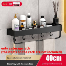 (Hooks Rods 40cm)Support de rangement salle de bain en aluminium sans trous design requis pour montage mural