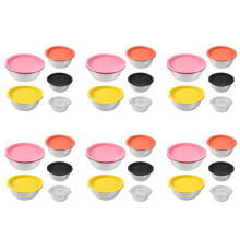 Juego de Tazones para Mezclar con Tapa de 30, Juego de Ensaladeras Anidables de Acero Inoxidable para Preparar, Mezclar y Servir