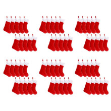 60PCS Medias NavideñAs de Fieltro Rojo Medias NavideñAs Soporte Calcetines Hogar Chimenea Bolsas de Almacenamiento de Regalo para Vacaciones