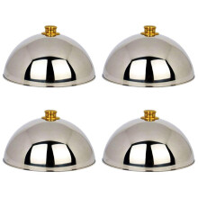 4piezas 12 Cúpula De Fusión De Queso Inoxidable Y Funda De Cocción Al , Cubierta De Filete Pulida,Plato De Servicio De Cloche,Cubierta De