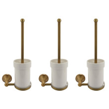 3X Cepillo del Retrete del Cuarto de Bano del Laton del Cuarto de Bano del Laton Antiguo con la Taza de Ceramica