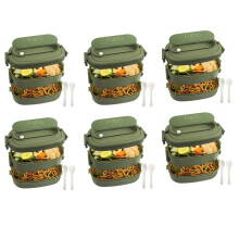 6X Caja de Almuerzo, Bento Caja A Prueba de Fugas para NiñOs Adultos, Juego de Cubiertos Bento Cajas, para NiñOs Hombres Mujeres Adultos Escuelas de