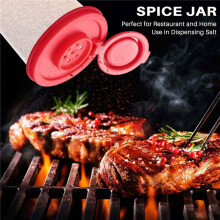 4 Large Salt and Pepper Shakers Moisture Proof ,Salt Shaker with Red Covers Lids Plastic Airtight Spice Jar Dispenser