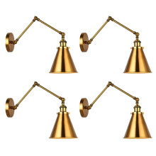 4X Aplique de Pared Industrial Luz de Pared con Sombra de Cono de LatóN con Brazo Ajustable para Interior Bar AlmacéN Pasillo