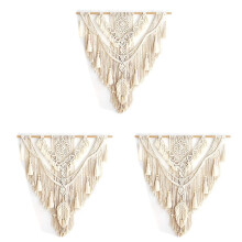 3X Tapiz Colgante de Pared de Macramé Bohemio Nórdico, Borla Tejida una Mano, Decoración de la Pared del Hogar, Tapiz