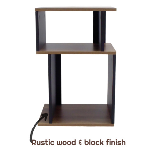 Rustic Oak Black 3-Tier End Table Living Room 2