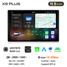 Junsun Autoradio Android Auto X9 Plus (12G 256G) 11.5", CarPlay sans fil, Écran tactile IPS, GPS