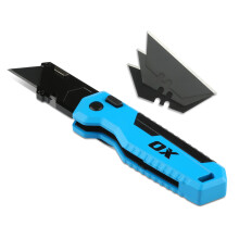 OX Pro Folding Utility Knife with 3 Spare SK5 Premium Steel Blades