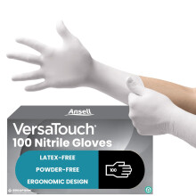Ansell VersaTouch 92-205 Disposable Nitrile Gloves with Textured Fingertips, Pow