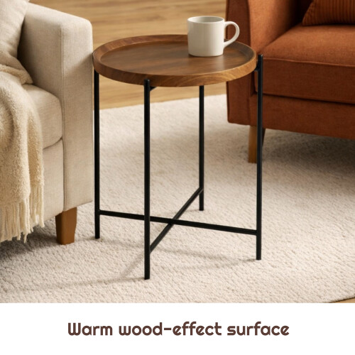 Walnut Side Table with Removable Tray Coffee Table 2