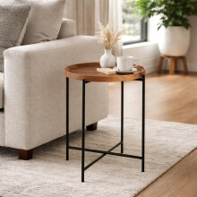 Walnut Side Table with Removable Tray Coffee Table