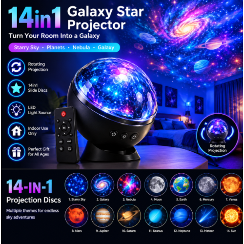 14in1 Galaxy Starry Sky Projector Rotating LED