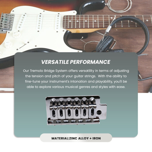 Tremolo Bridge System för  Stratocaster SQ ST Elgitarr Krom Silver Gitarrtillbehör Strängavstånd 2