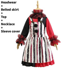 (140cm)Children Clown Outfit Cosplay Costume For Halloween Party Role Play Celebrations Holiday
