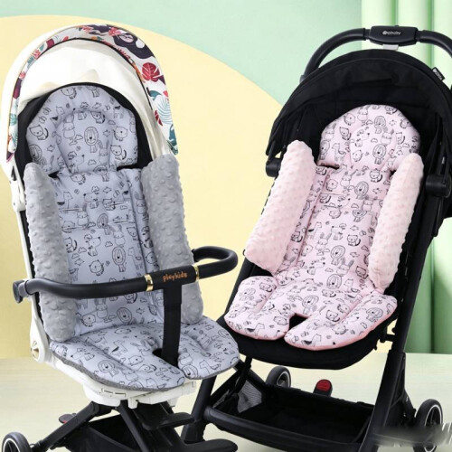 (Blue)Coussin Poussette Bébé Antidérapant Doux Support Respirant pour Siège Auto Cadeau 1