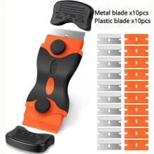 (Orange)Kit de herramientas raspador de cuchillas raspadores cuchillas adicionales pintura plástica con raspador de doble cabezal