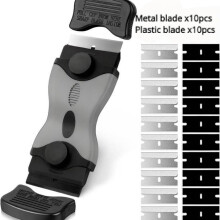 (Black)Kit de herramientas raspador de cuchillas raspadores cuchillas adicionales pintura plástica con raspador de doble cabezal