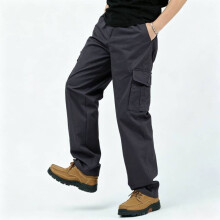 (Dark Gray,4XL)Pantalon décontracté avec plusieurs poches et taille haute pour homme utilisation mode durable