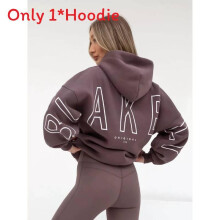 (Brick Red, S) Women Trendy Long Sleeve Hoodie With Print Details Comfortable Fit For Casual Outings
