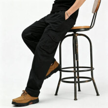 (Black,L)Casual Trousers With Multiple Pockets And High Waist For Men Use Fashion Durable