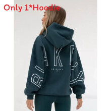 (Dark Green, M) Women Trendy Long Sleeve Hoodie With Print Details Comfortable Fit For Casual Outings