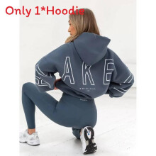 (Sea Blue, XL) Women Trendy Long Sleeve Hoodie With Print Details Comfortable Fit For Casual Outings