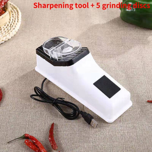 Electric Sharpener With Usb Power And Several Grinding Wheels For Kitchen Tools