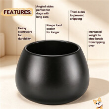 1 Pack 37 Oz Dog Bowl for Long Eared Dogs, Black No Spill Water & Food Bowl, Spaniel Dish