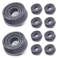 10 Pcs 2 Inch Bristle Disc Grit 120, White Abrasive Coating Removal Disc, Tapered Deburring Brush